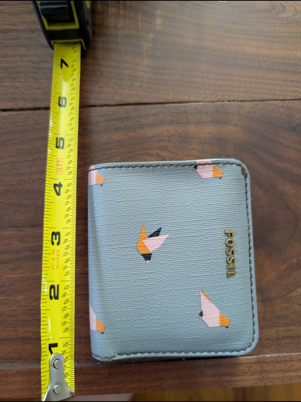 Fossil Small Bird Print Bifold Wallet - Light Blue